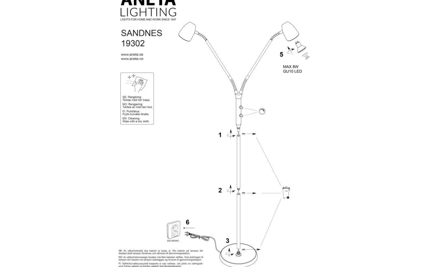 Sandnes Golvlampa Dubbel 140cm Antik