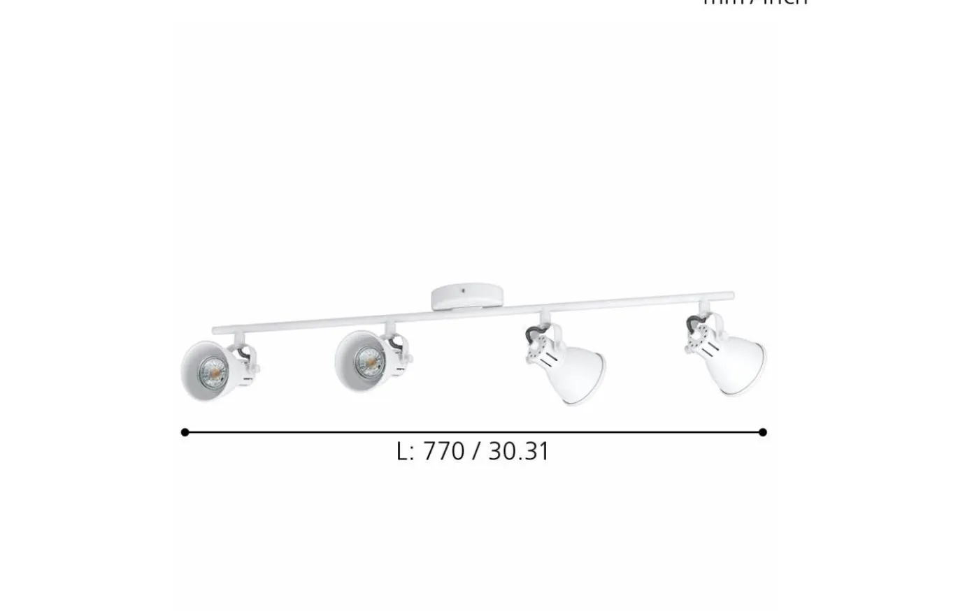 Seras Takspotlight 77cm GU10 LED 3000K 4x3W Vit