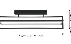 Siberia Plafond 78cm LED 3000-6500K 34W med Fjärrkontroll Svart