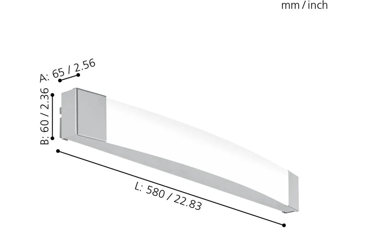 Siderno Vägglampa 58cm LED 4000K 16W Krom IP44