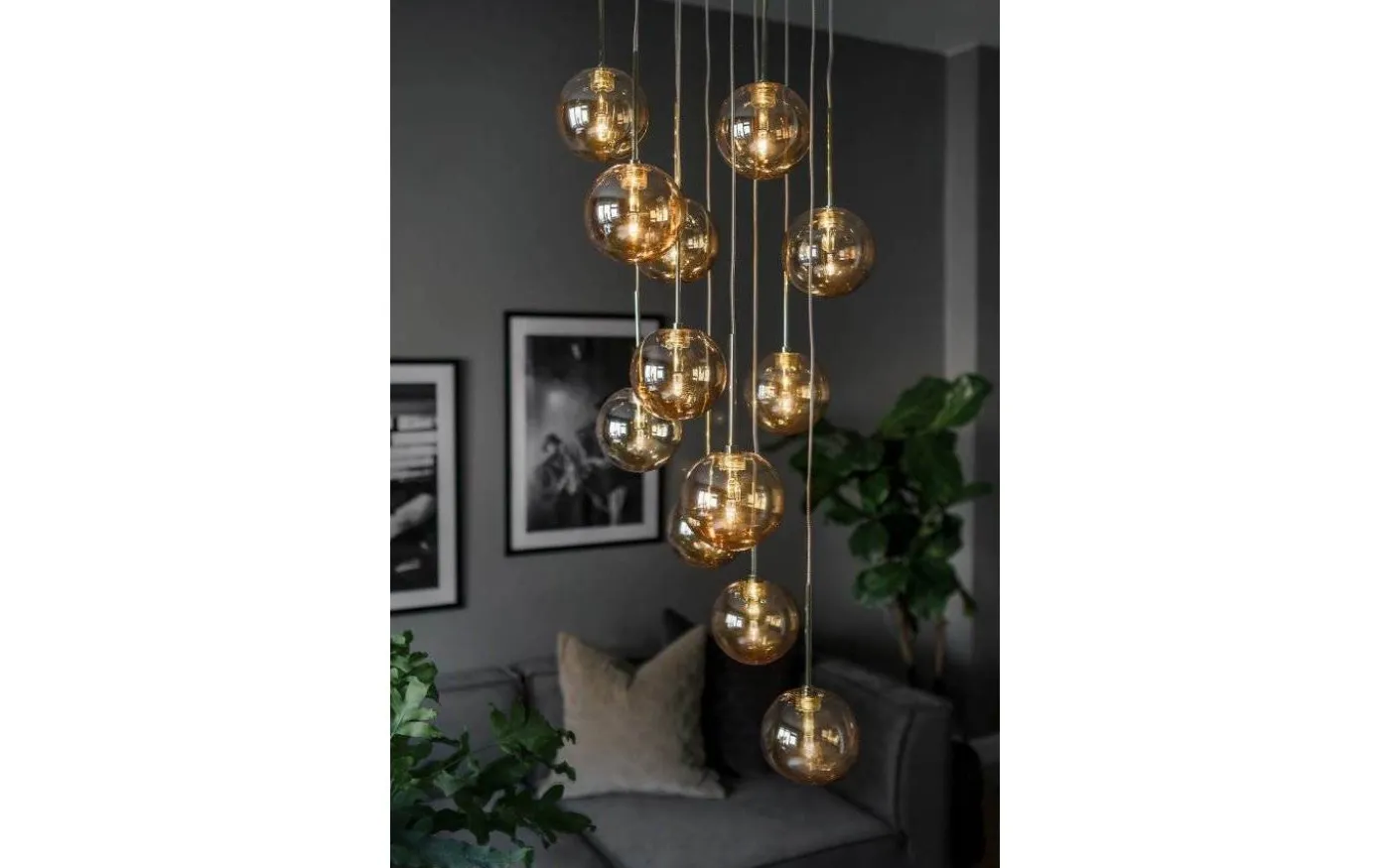Skyfall Taklampa 30cm 12xG4 Mässing/Amber