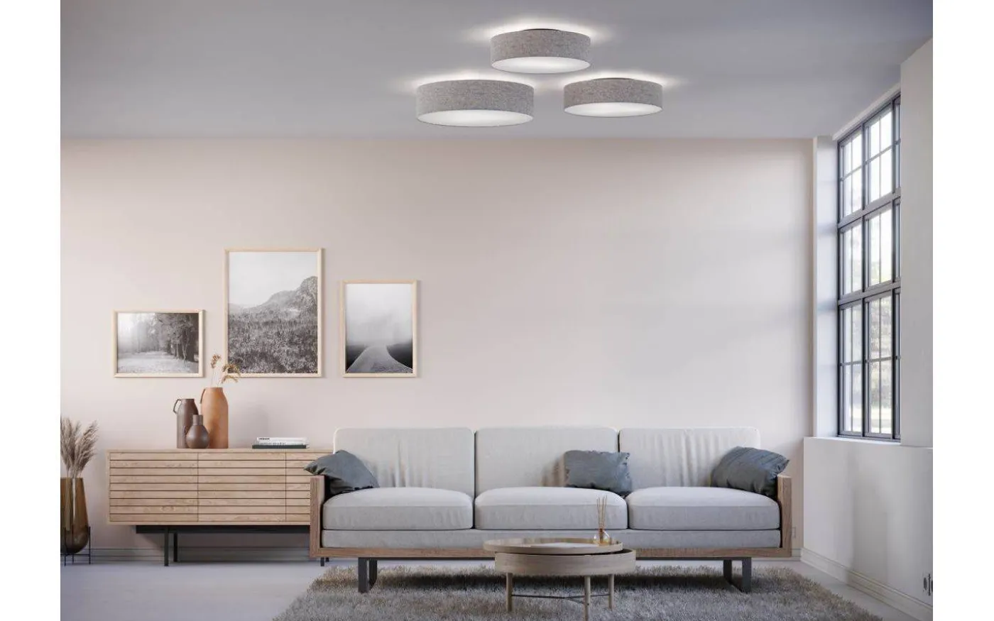 Soft Plafond Ø60 Grå Ull