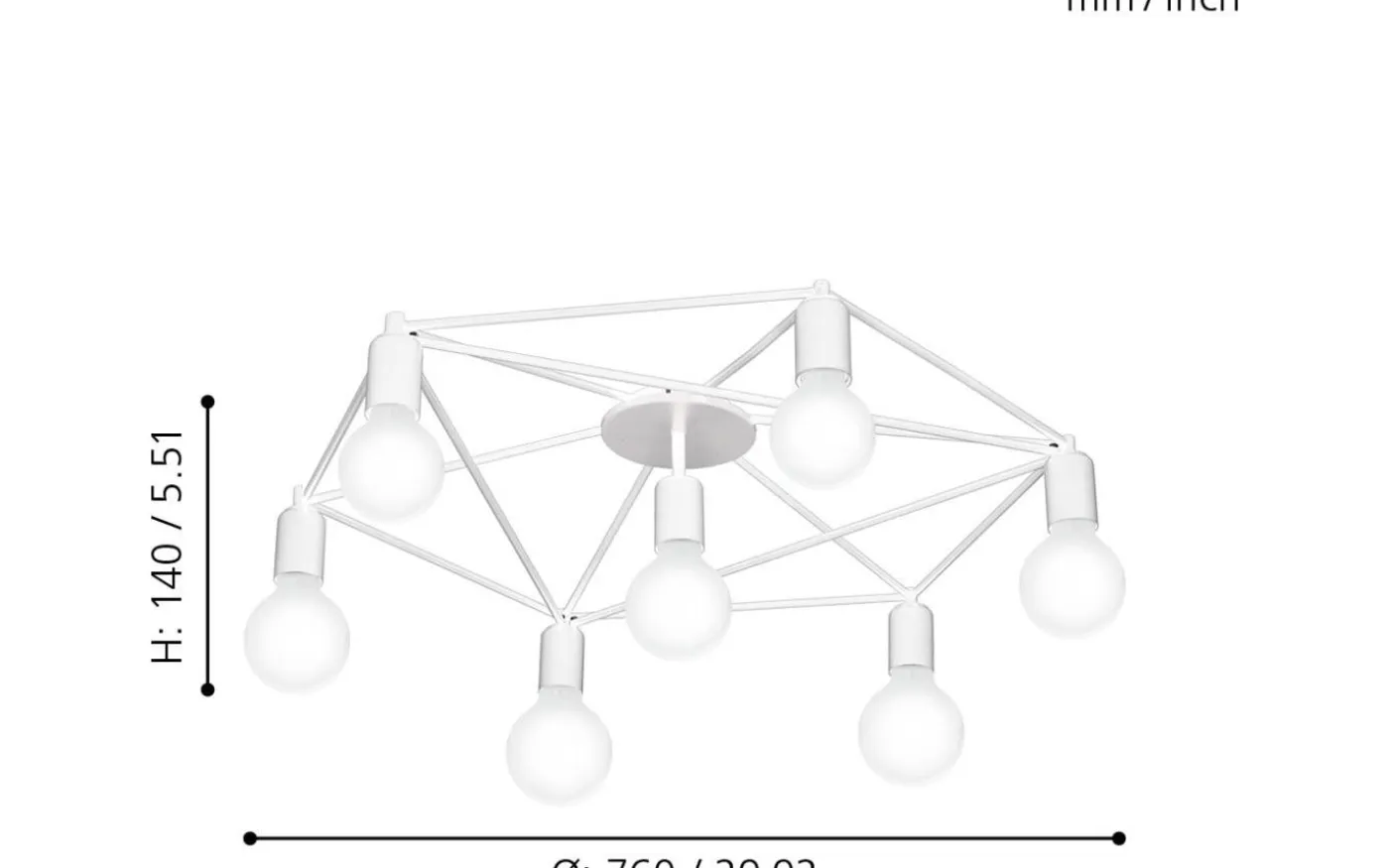 Staiti Plafond 76cm Vit