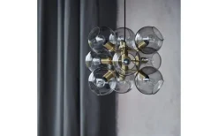 Tage Taklampa Mässing med Rökfärgade Glas