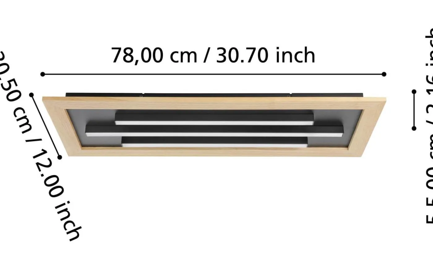 Tirrenara Plafond 78cm LED 2700-6500K 32W med Fjärrkontroll Natur