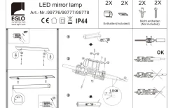 Tragacete Spegellampa 60cm LED 4000K 15,5W Silver IP44