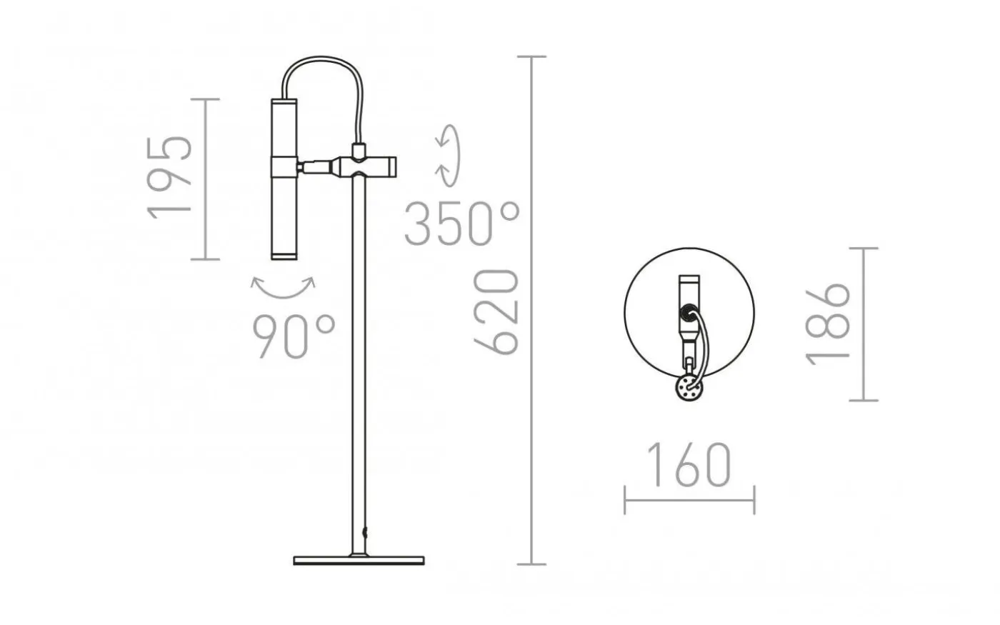 Viper Bordslampa 62cm Svart/Krom LED 3W 3000K