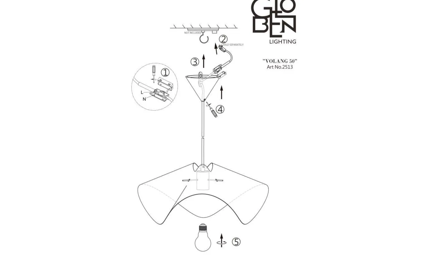 Volang Taklampa 50cm Svart