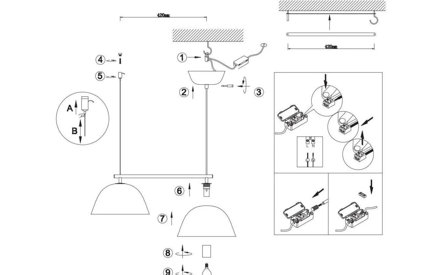 Wendo Taklampa 70cm 2L Mässing/Rök