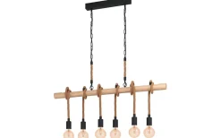 Youngstown Taklampa 100cm 6L Trä/Svart/Hampa