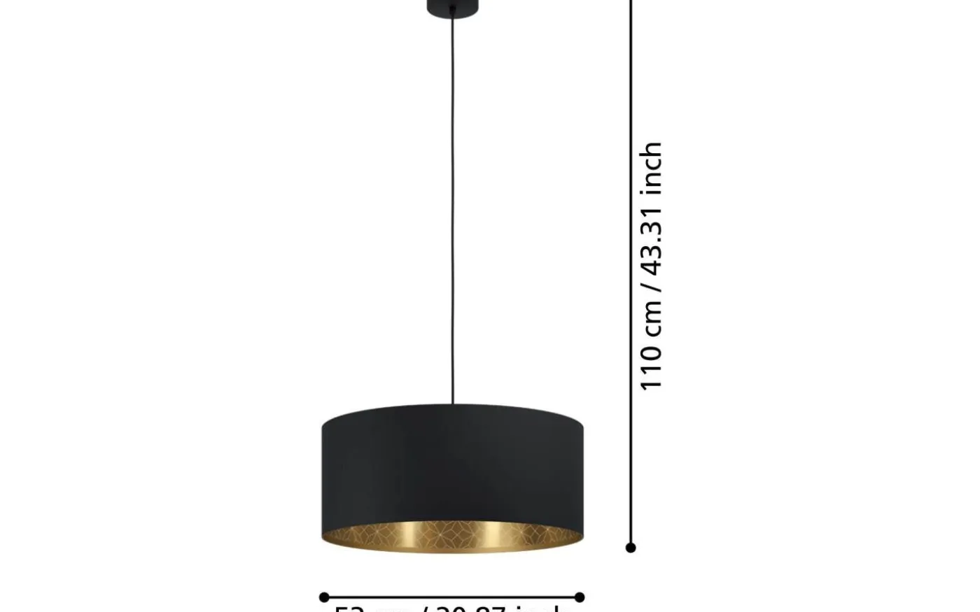 Zaragoza Taklampa 53cm Svart/Guld