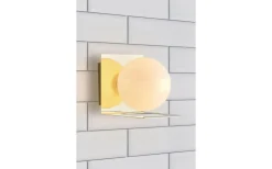 Zenit Vägglampa 1L Mässing/Opal IP44